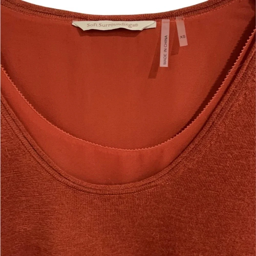 SOFT Surroundings Songstress Knit & Chiffon Layered Sweater in Rust SZ XS